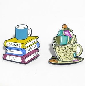 2 PC Brooch Pin School Books Coffee Mug